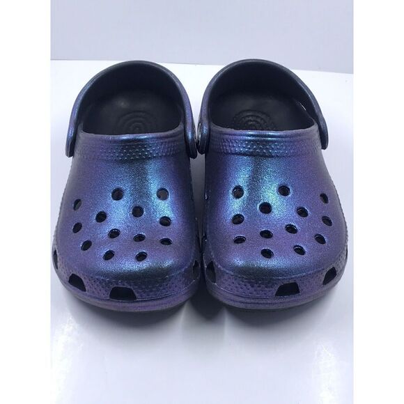 Crocs Classic Rare BLACK IRIDESCENT Clog KIDS size 8/9 - Picture 10 of 11